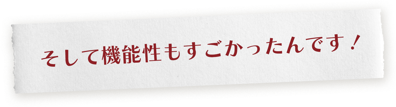 機能性もすごかったんです